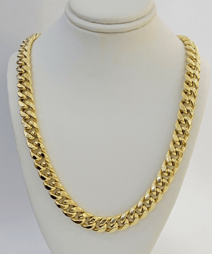 Real 10k Gold Chain Necklace 9mm 26 Inch Miami Cuban Link Strong Men's 10KT Gold - Reva Jeweler