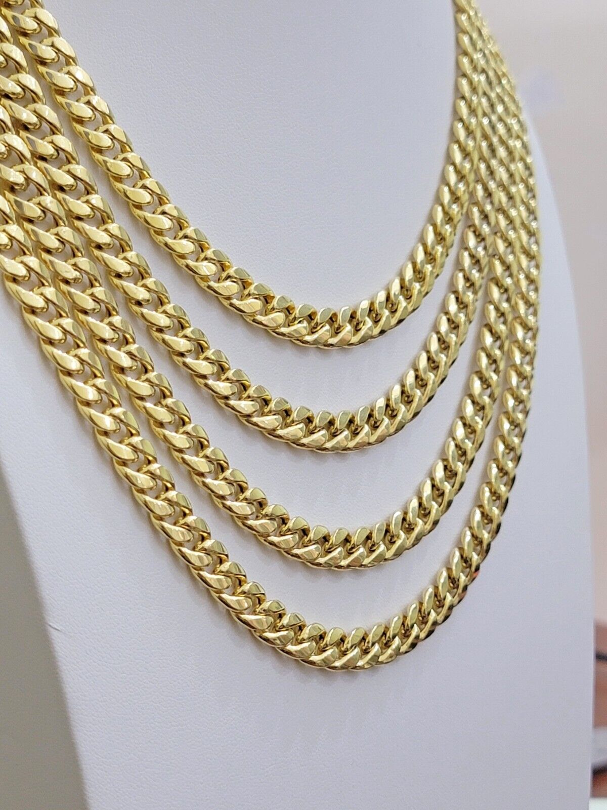 Real 10k Gold Chain Necklace Miami Cuban Link 18" - 28" Inch 8mm Box Lock 10kt Men - Reva Jeweler