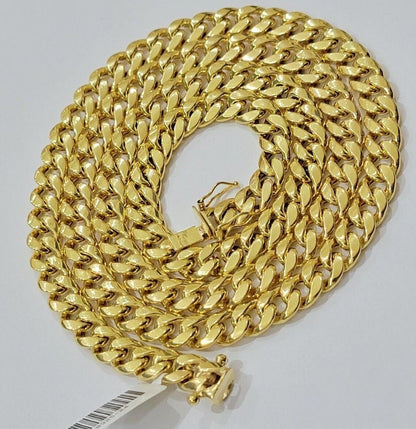 Real 10k Gold Chain Necklace Miami Cuban Link 18" - 28" Inch 8mm Box Lock 10kt Men - Reva Jeweler