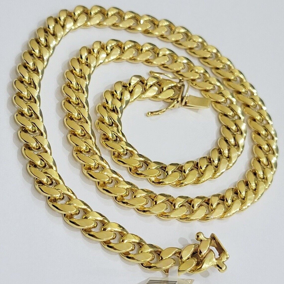 Real 10k Gold Chain Necklace Miami Cuban Link 18" - 28" Inch 8mm Box Lock 10kt Men - Reva Jeweler
