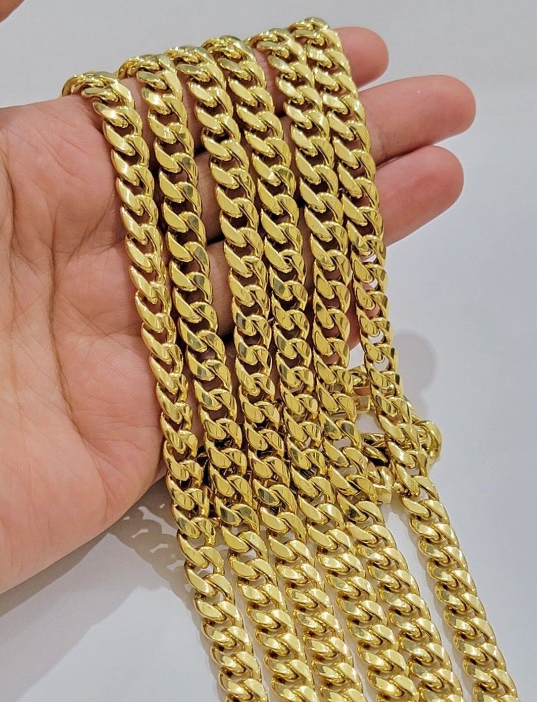 Real 10k Gold Chain Necklace Miami Cuban Link 18" - 28" Inch 8mm Box Lock 10kt Men - Reva Jeweler