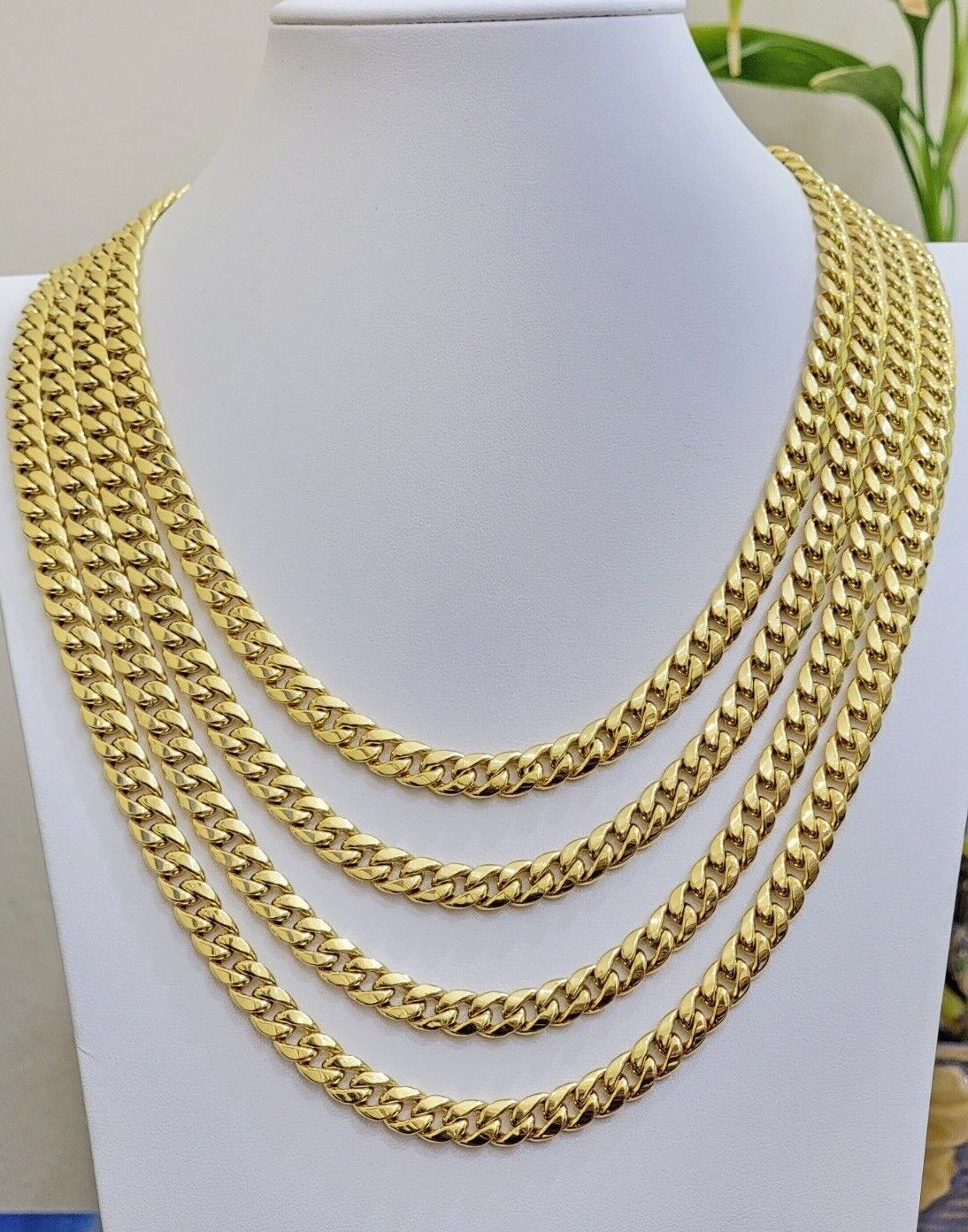 Real 10k Gold Chain Necklace Miami Cuban Link 18" - 28" Inch 8mm Box Lock 10kt Men - Reva Jeweler