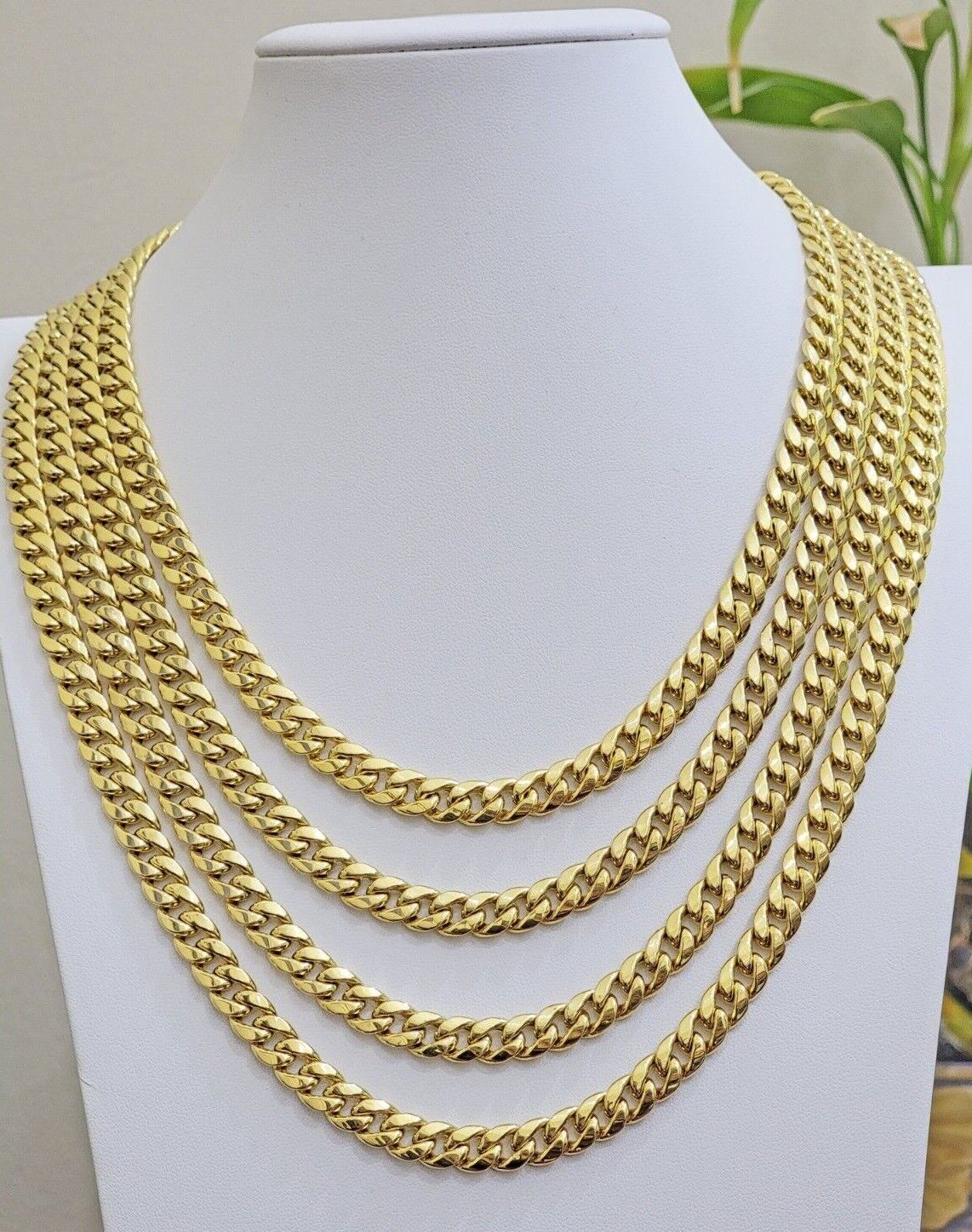 Real 10k Gold Chain Necklace Miami Cuban Link 18" - 28" Inch 8mm Box Lock 10kt Men - Reva Jeweler