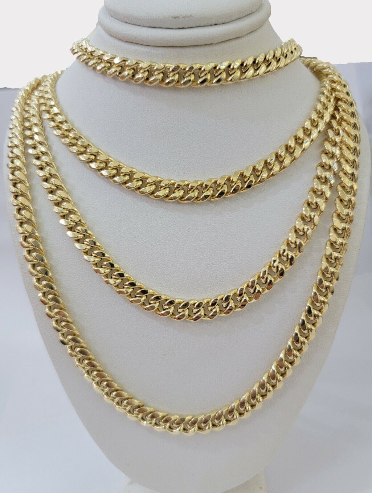 Real 10k Gold Chain Necklace Miami Cuban Link 18" - 30" Inch 6mm 7mm 8mm 9mm 10mm - Reva Jeweler