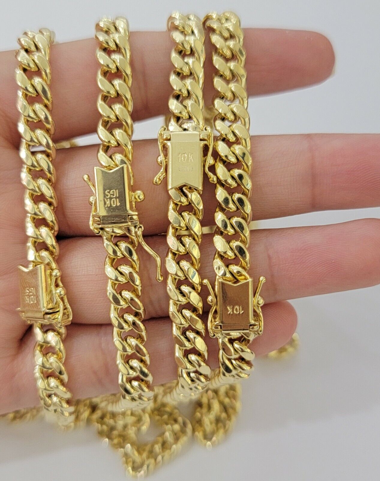 Real 10k Gold Chain Necklace Miami Cuban Link 18" - 30" Inch 6mm 7mm 8mm 9mm 10mm - Reva Jeweler