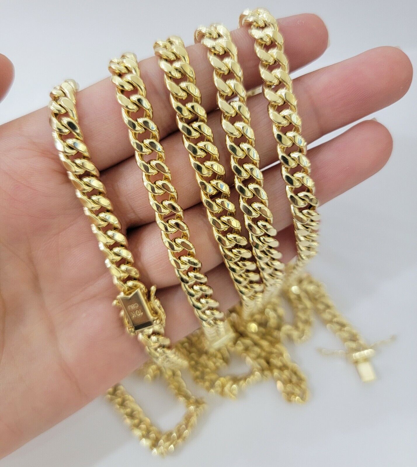 Real 10k Gold Chain Necklace Miami Cuban Link 18" - 30" Inch 6mm 7mm 8mm 9mm 10mm - Reva Jeweler