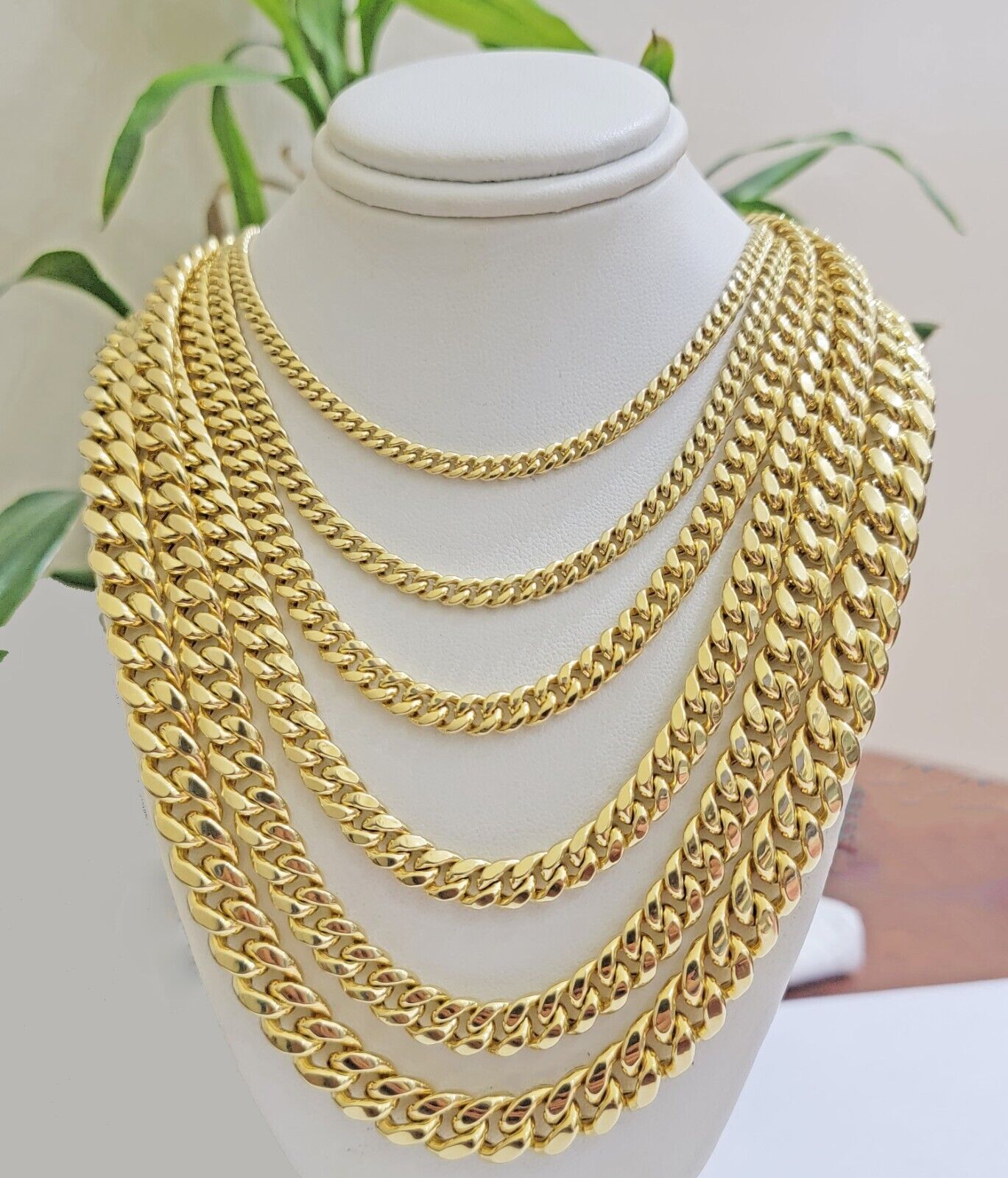 Real 10k Gold Chain Necklace Miami Cuban Link 18" - 30" Inch 6mm 7mm 8mm 9mm 10mm - Reva Jeweler