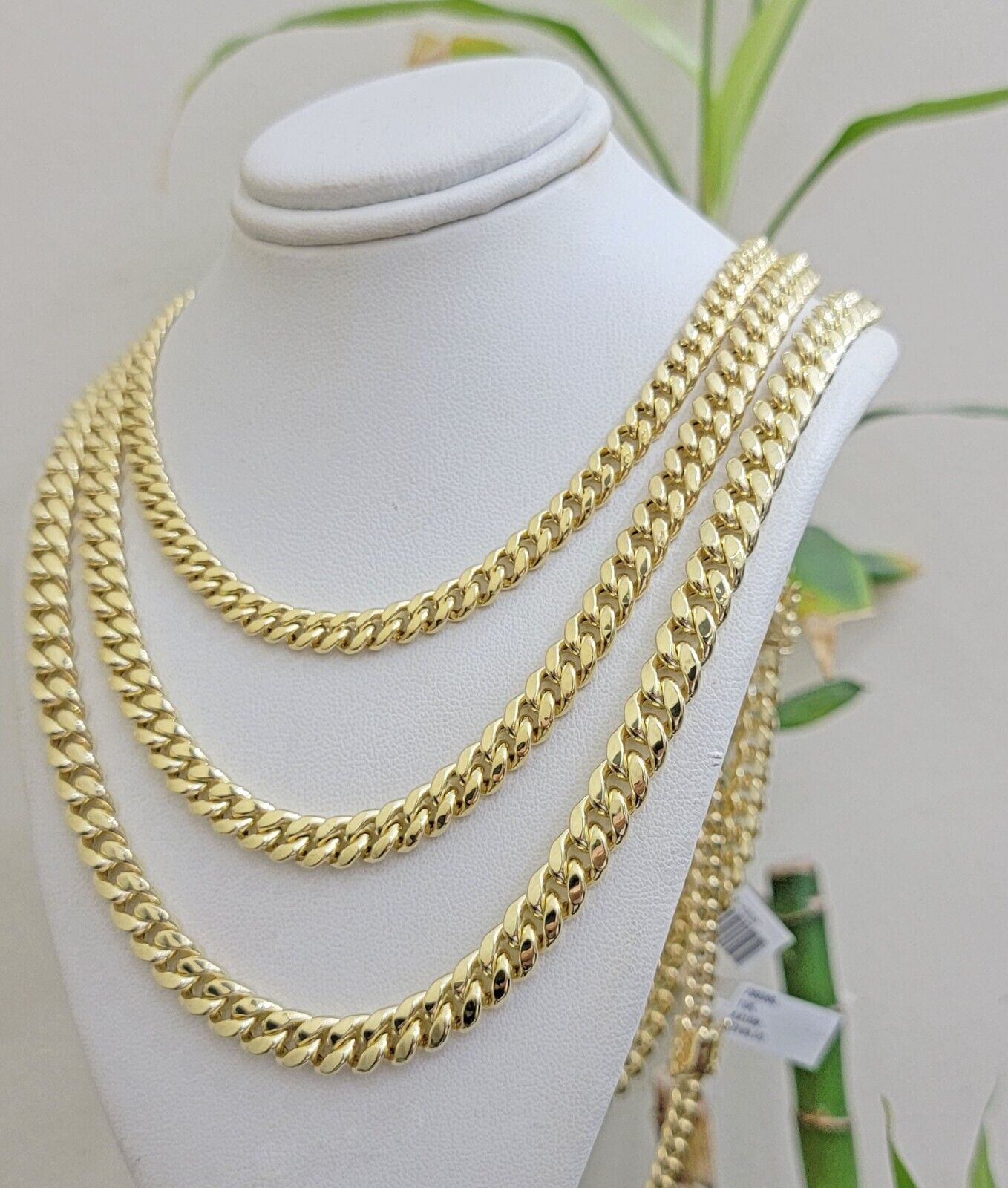 Real 10k Gold Chain Necklace Miami Cuban Link 20 - 30 Inch Mens 10KT 6mm 7mm 8mm - Reva Jeweler