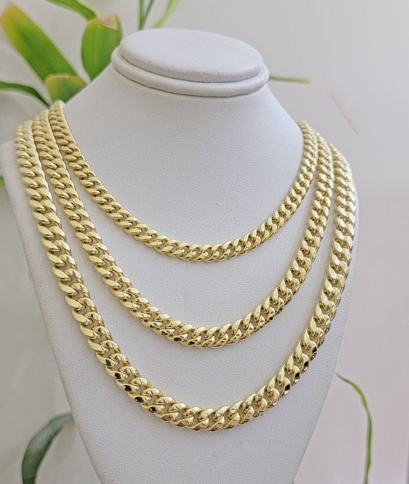 Real 10k Gold Chain Necklace Miami Cuban Link 20 - 30 Inch Mens 10KT 6mm 7mm 8mm - Reva Jeweler