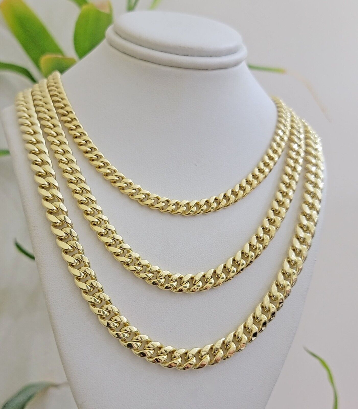 Real 10k Gold Chain Necklace Miami Cuban Link 20 - 30 Inch Mens 10KT 6mm 7mm 8mm - Reva Jeweler