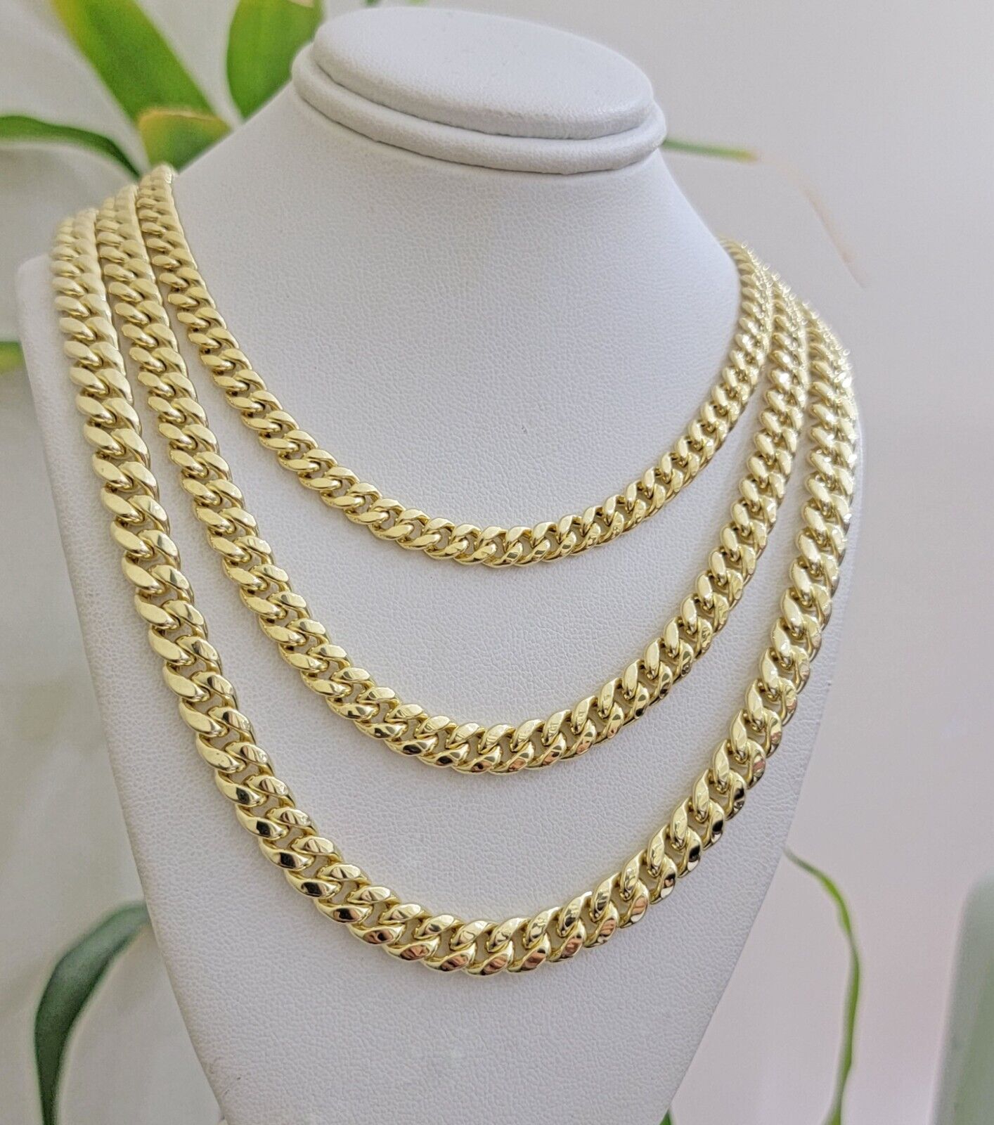 Real 10k Gold Chain Necklace Miami Cuban Link 20 - 30 Inch Mens 10KT 6mm 7mm 8mm - Reva Jeweler