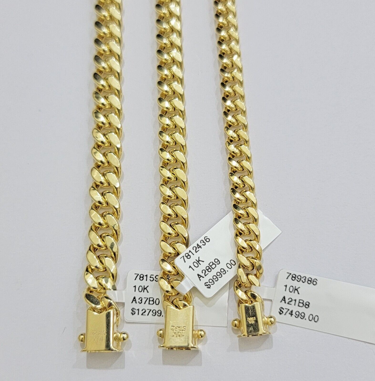 Real 10k Gold Chain Necklace Miami Cuban Link 20 - 30 Inch Mens 10KT 6mm 7mm 8mm - Reva Jeweler