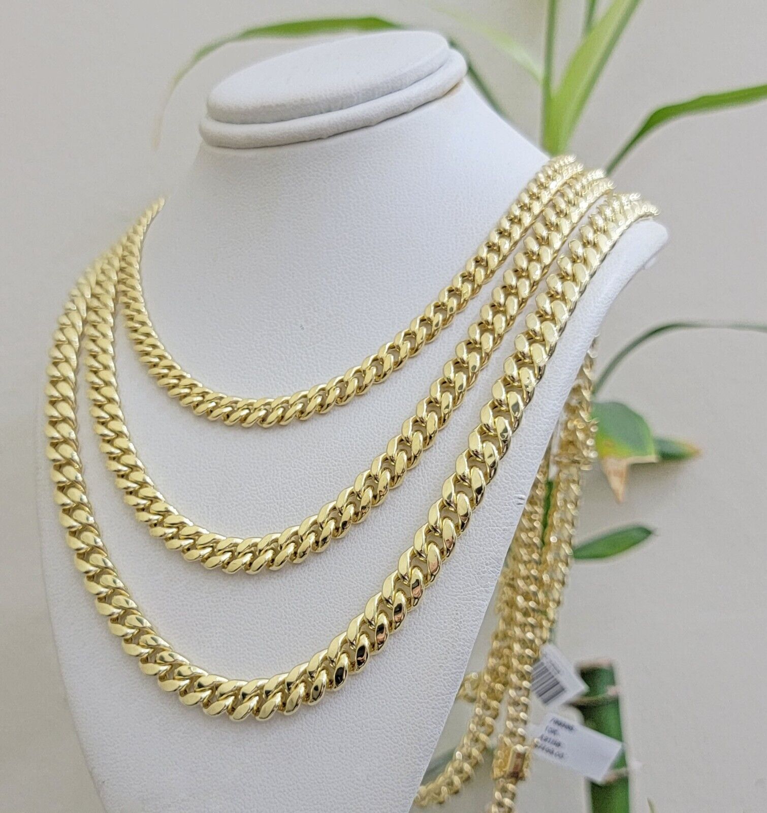 Real 10k Gold Chain Necklace Miami Cuban Link 20 - 30 Inch Mens 10KT 6mm 7mm 8mm - Reva Jeweler