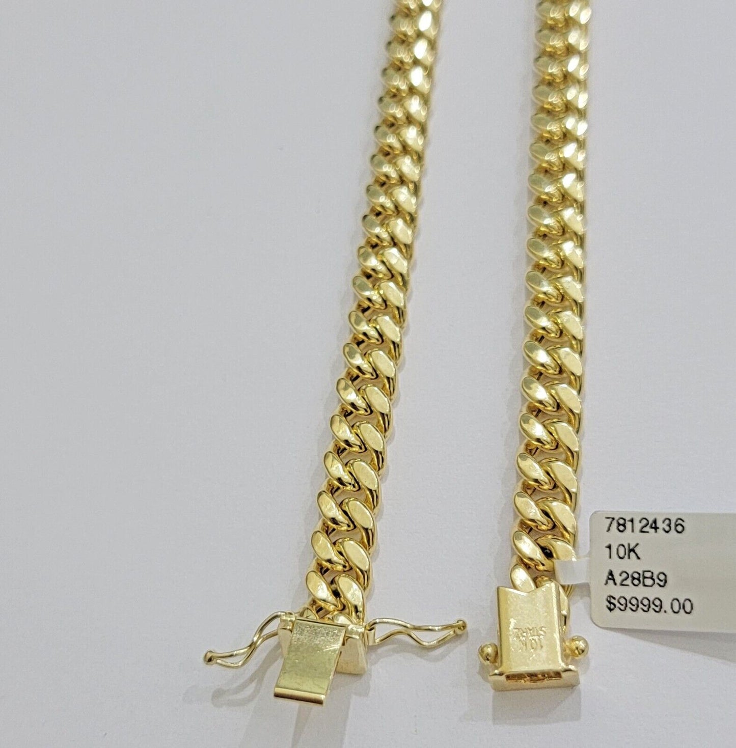 Real 10k Gold Chain Necklace Miami Cuban Link 20 - 30 Inch Men's 10KT 7mm - Reva Jeweler