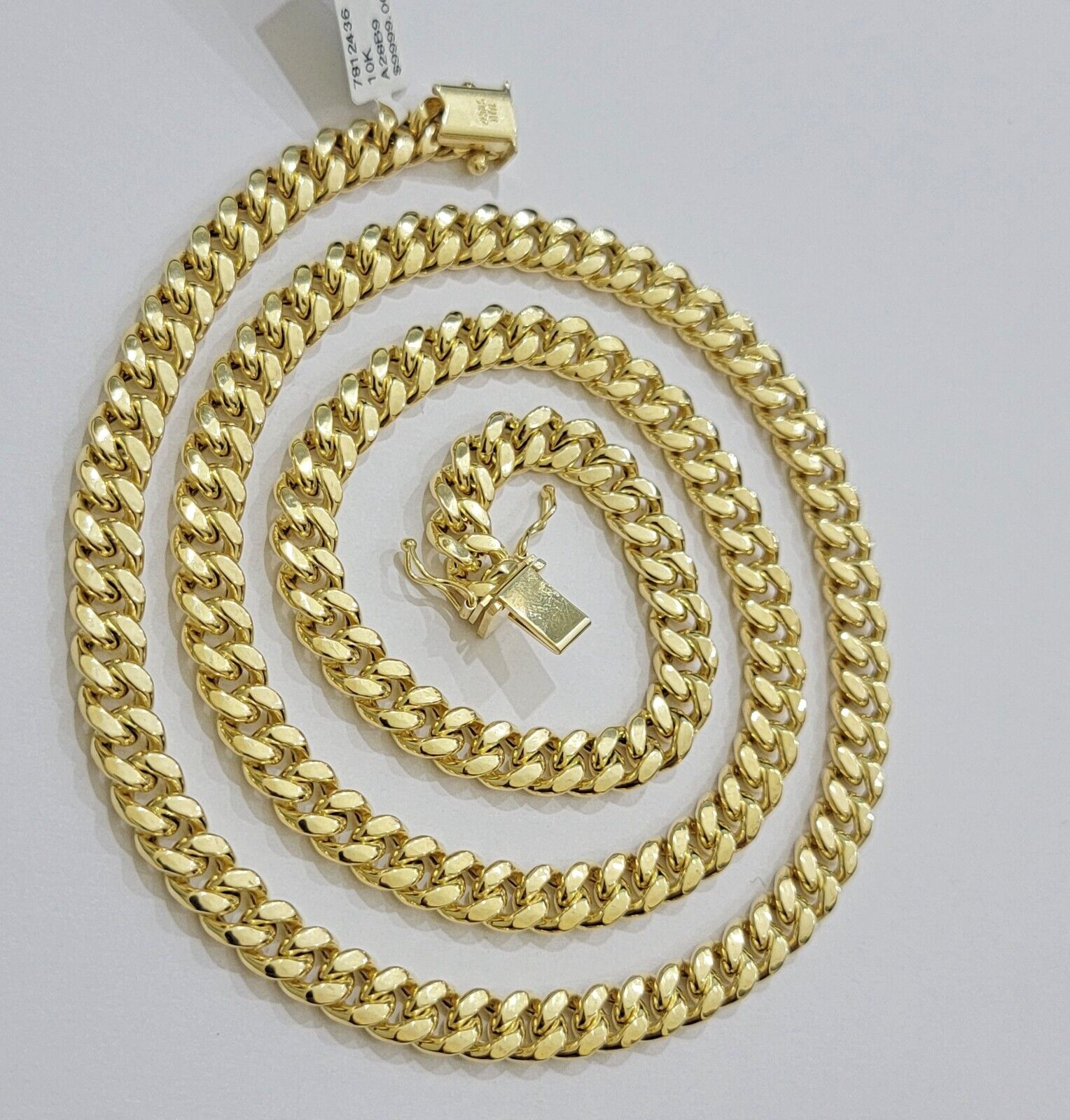 Real 10k Gold Chain Necklace Miami Cuban Link 20 - 30 Inch Men's 10KT 7mm - Reva Jeweler