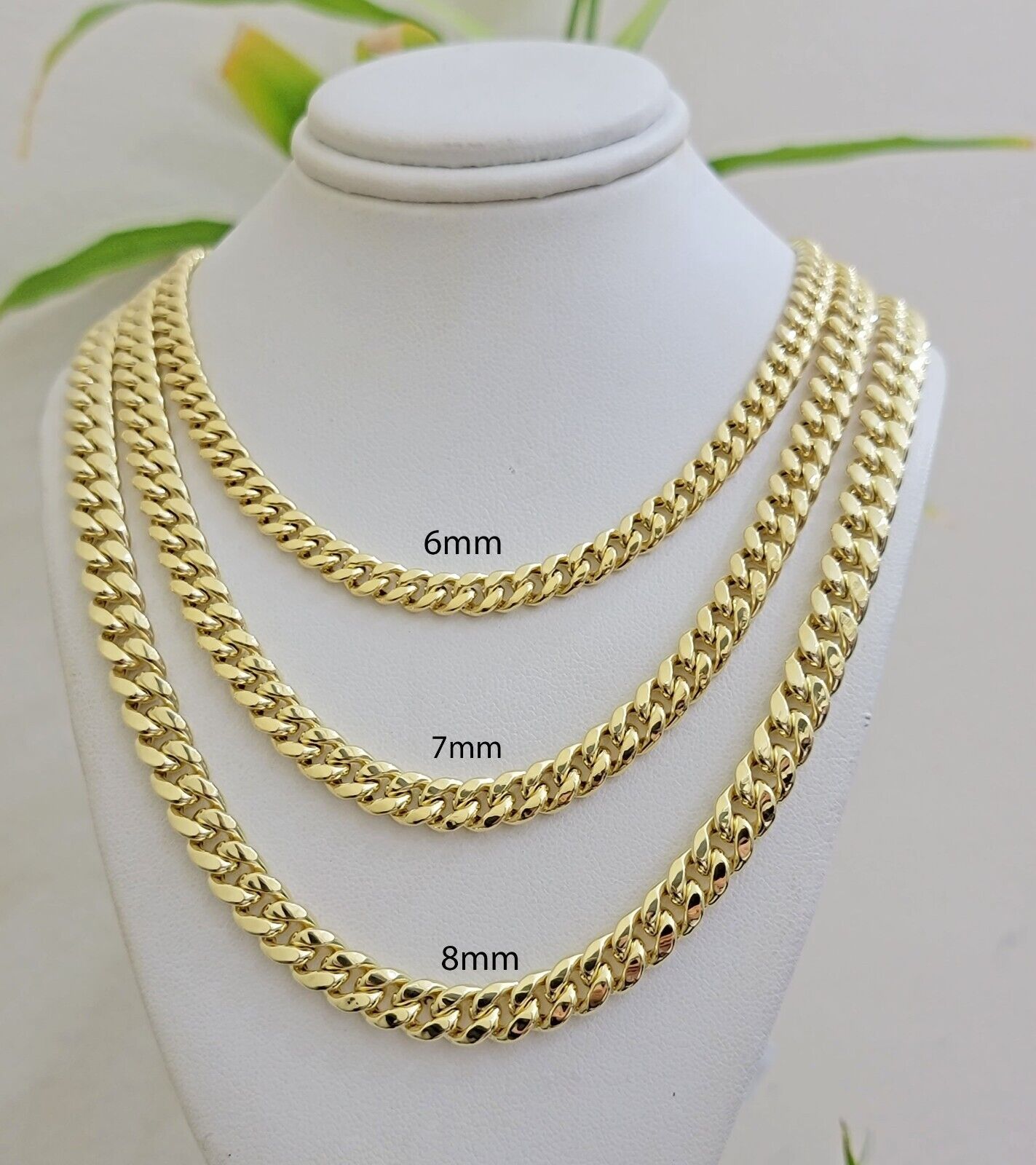 Real 10k Gold Chain Necklace Miami Cuban Link 20 - 30 Inch Men's 10KT 7mm - Reva Jeweler