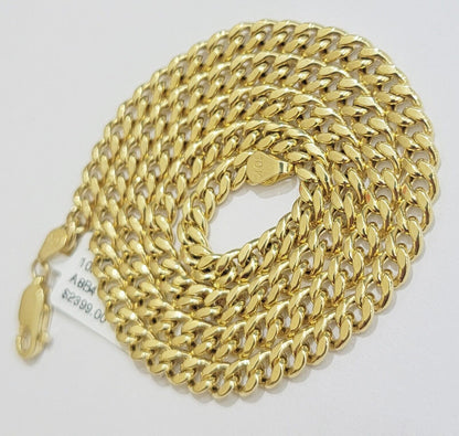 Real 10k Gold chain Necklace Miami Cuban Link 5mm 16" - 28" 10kt Yellow Men Women - Reva Jeweler