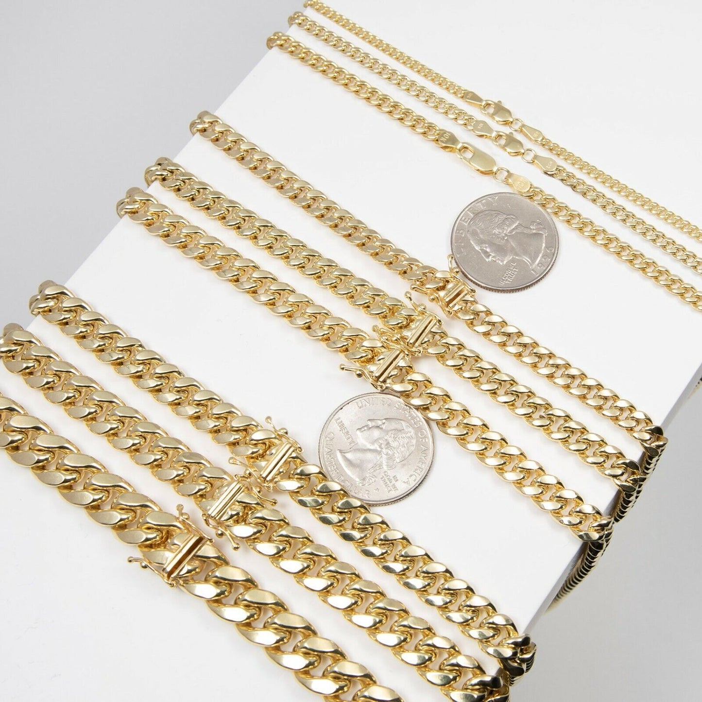 Real 10k Gold Chain Necklace Miami Cuban Link 5MM - 9MM link 18 - 30 Inch 10kt Gold - Reva Jeweler