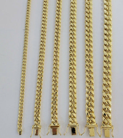 Real 10k Gold Chain Necklace Miami Cuban Link 5MM - 9MM link 18 - 30 Inch 10kt Gold - Reva Jeweler
