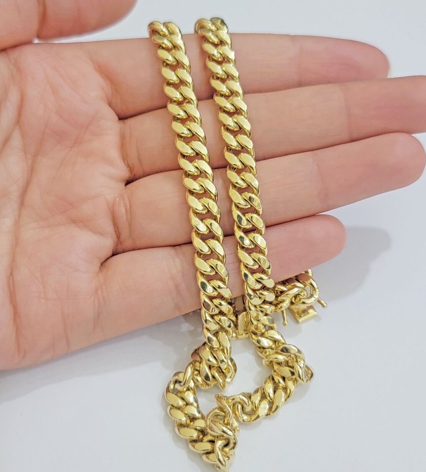 Real 10k Gold Chain Necklace Miami Cuban Link 7mm 18" - 30 Inch Mens 10kt Yellow - Reva Jeweler