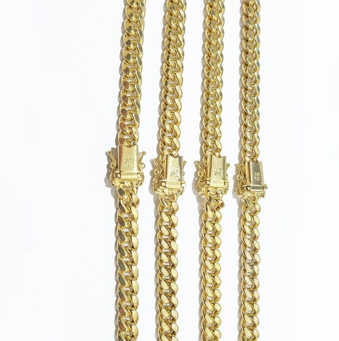 Real 10k Gold Chain Necklace Miami Cuban Link 7mm 18" - 30 Inch Mens 10kt Yellow - Reva Jeweler