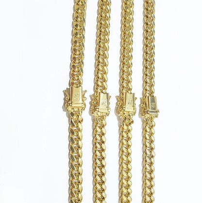 Real 10k Gold Chain Necklace Miami Cuban Link 7mm 18" - 30 Inch Mens 10kt Yellow - Reva Jeweler