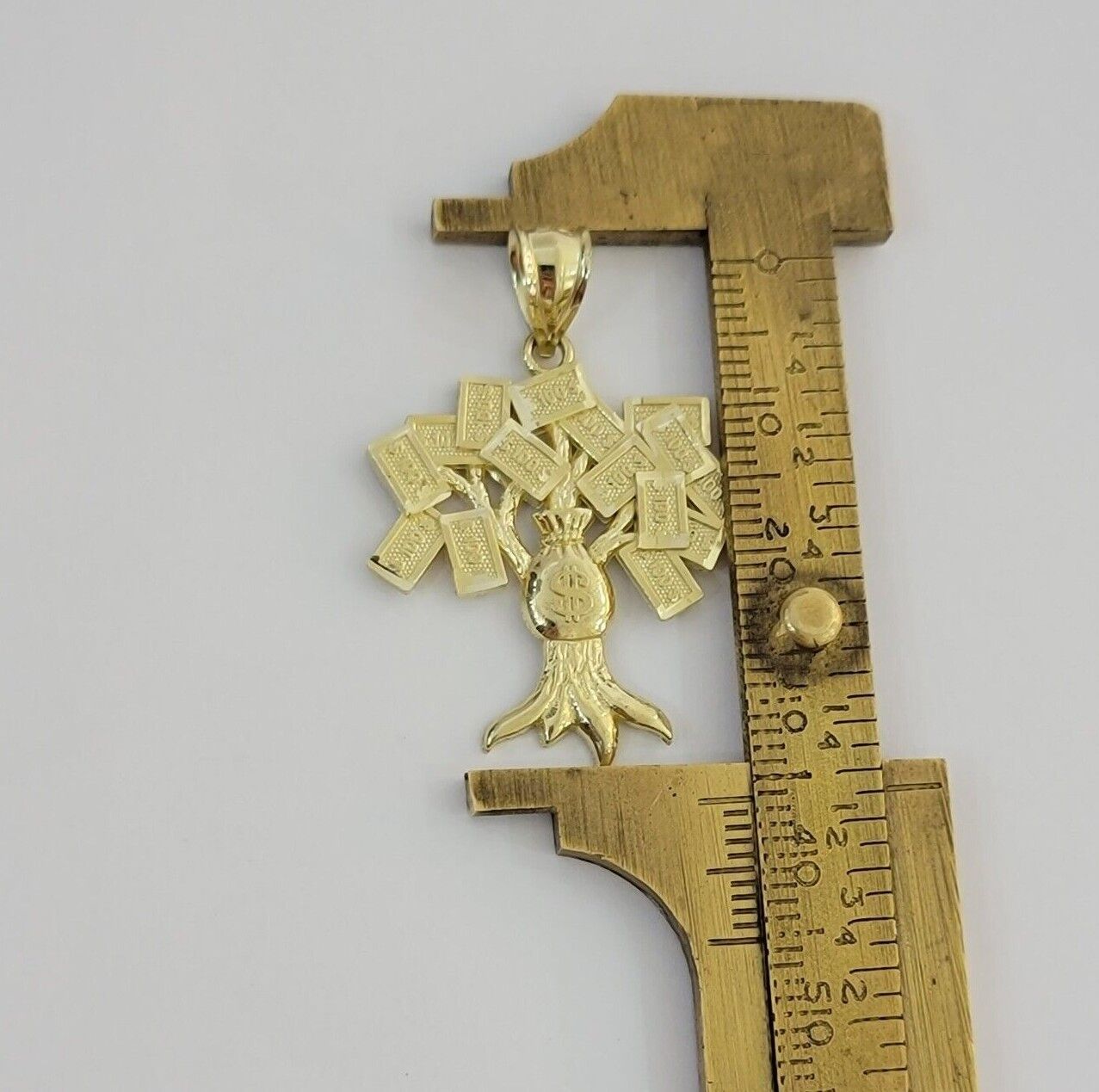 REAL 10k Gold Chain Pendant Set Miami Cuban chain 3mm& Money Tree Charm, 18" - 28" - Reva Jeweler