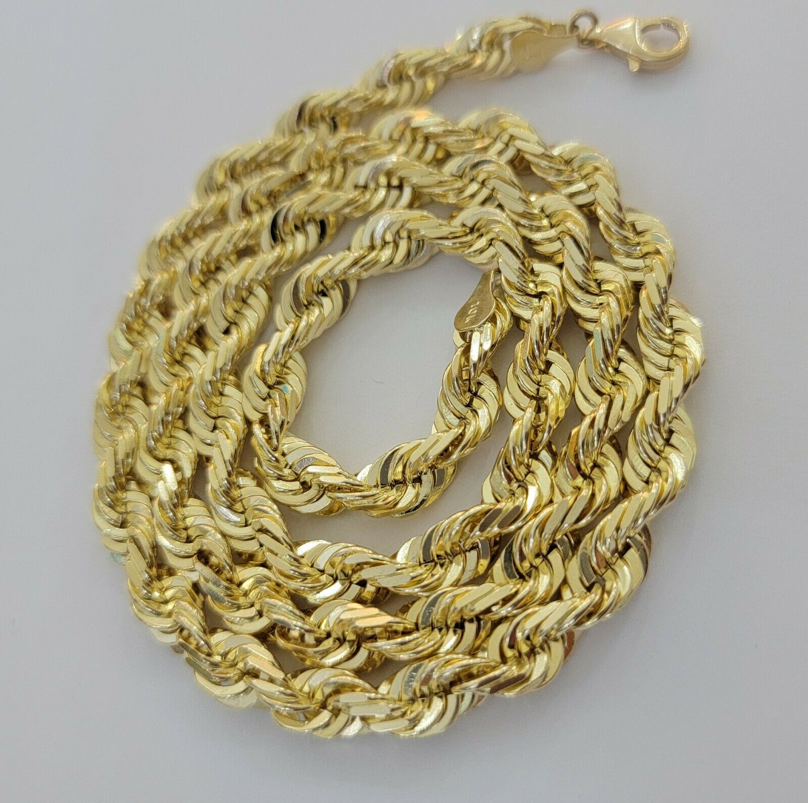 REAL 10k Gold Chain Rope Necklace SOLID 7mm Mens 10kt Yellow 22 - 30" Inch STRONG - Reva Jeweler