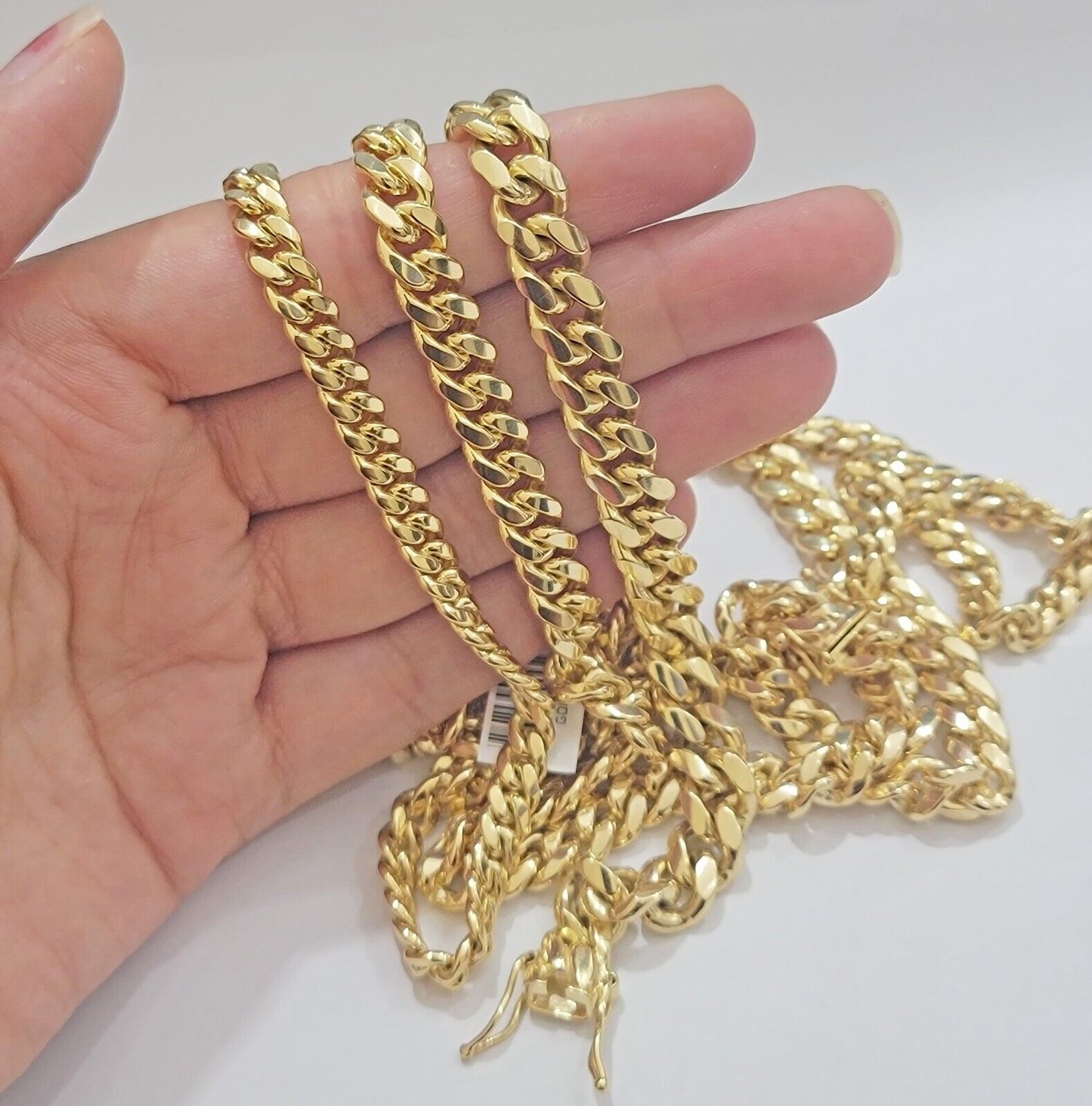 Real 10k Gold Chain Solid Miami Cuban Link Necklace 6mm 7mm 8mm 20" - 28" Men's - Reva Jeweler