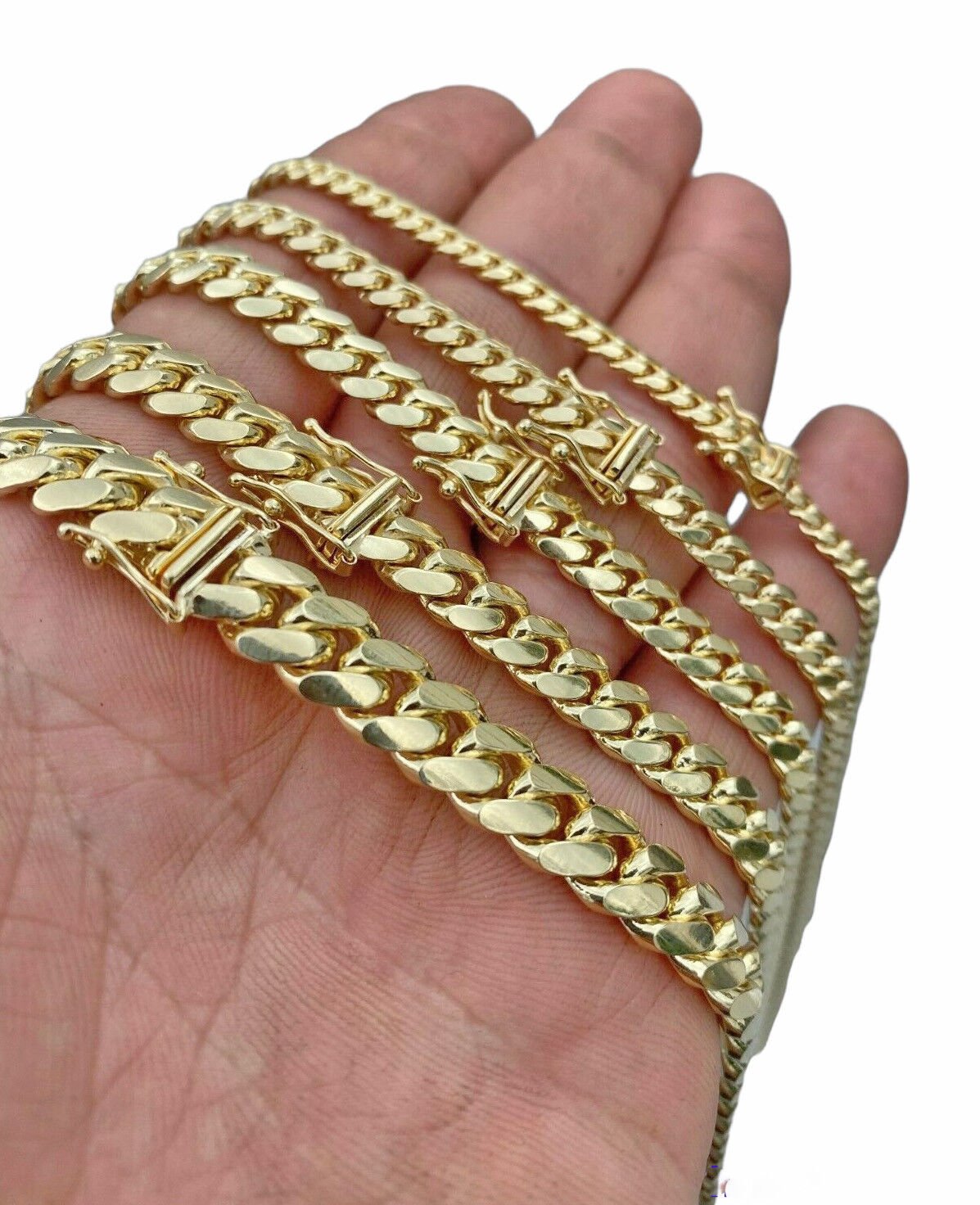 Real 10k Gold Chain Solid Miami Cuban Link Necklace 6mm 7mm 8mm 20" - 28" Men's - Reva Jeweler