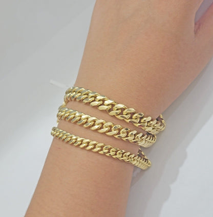 Real 10k Gold Chain Solid Miami Cuban Link Necklace 6mm 7mm 8mm 20" - 28" Men's - Reva Jeweler