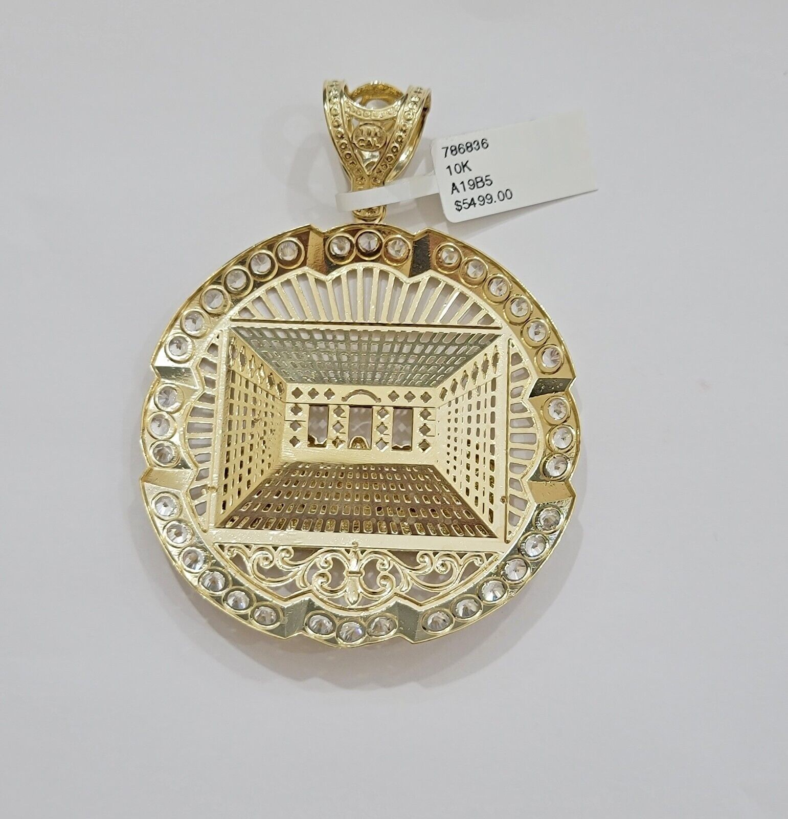 Real 10k Gold Charm Last Supper Pendant 10kt Yellow Gold With Stones Mens, Jesus - Reva Jeweler