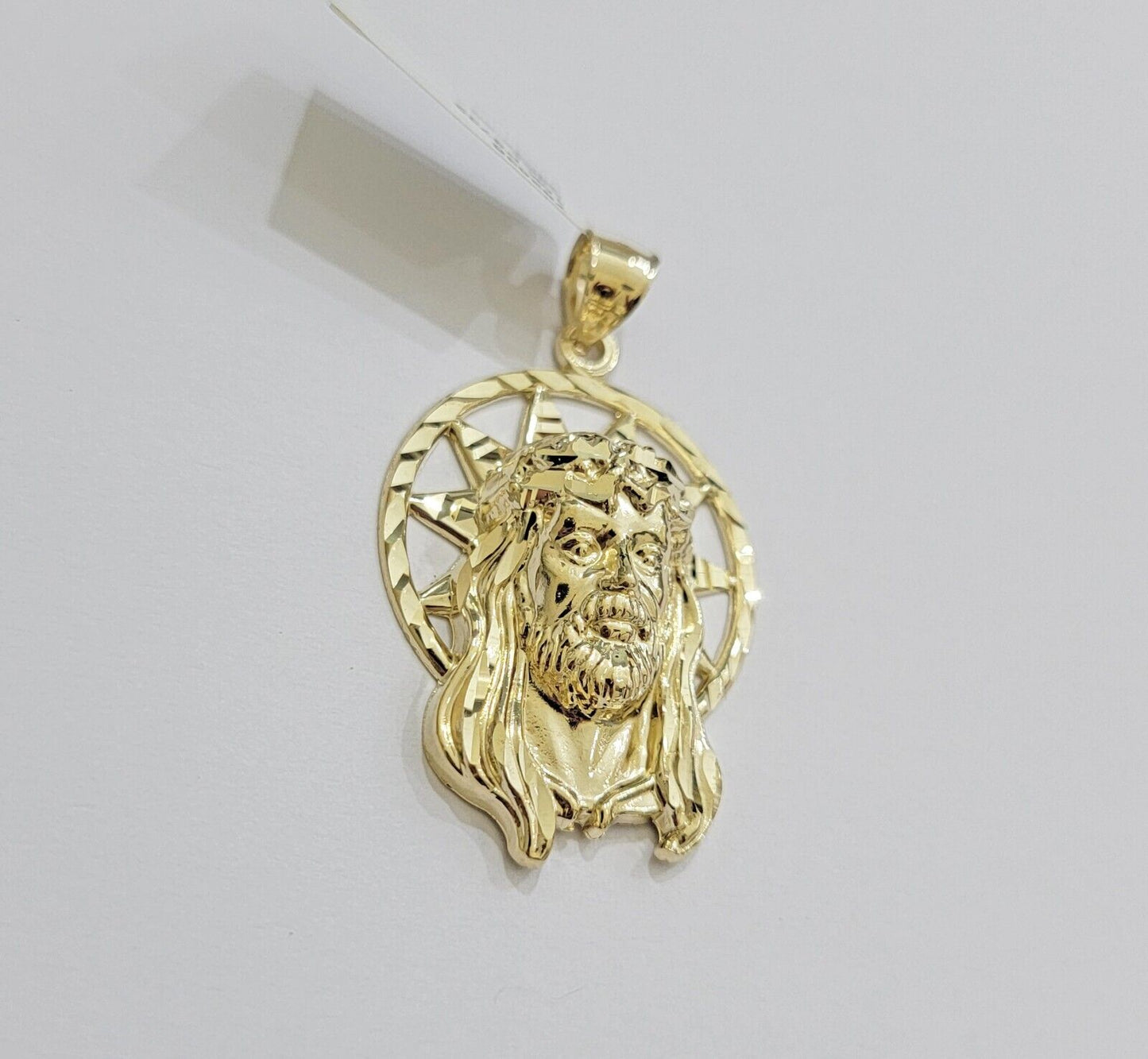 Real 10k Gold Charm Pendant Jesus Head 10kt Yellow Gold Genuine for Men's - Reva Jeweler