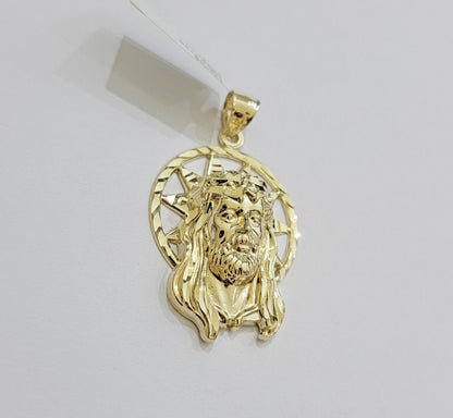 Real 10k Gold Charm Pendant Jesus Head 10kt Yellow Gold Genuine for Men's - Reva Jeweler