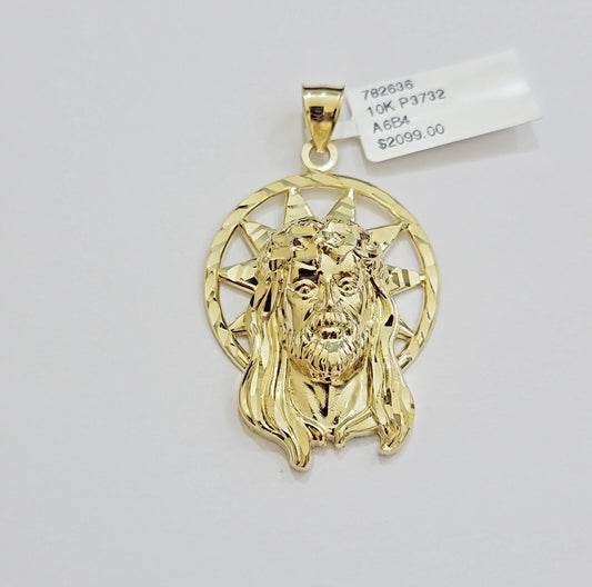 Real 10k Gold Charm Pendant Jesus Head 10kt Yellow Gold Genuine for Men's - Reva Jeweler