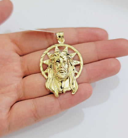 Real 10k Gold Charm Pendant Jesus Head 10kt Yellow Gold Genuine for Men's - Reva Jeweler