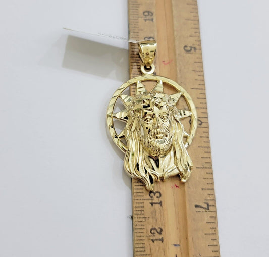Real 10k Gold Charm Pendant Jesus Head 10kt Yellow Gold Genuine for Men's - Reva Jeweler