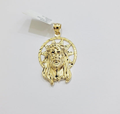 Real 10k Gold Charm Pendant Jesus Head 10kt Yellow Gold Genuine for Men's - Reva Jeweler