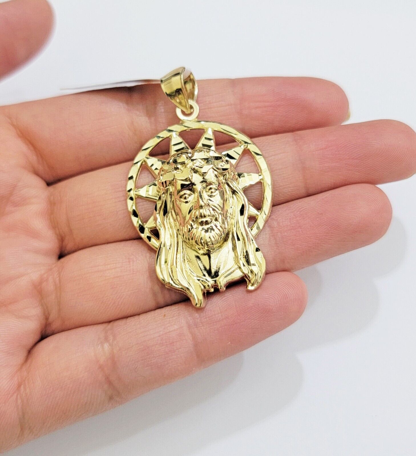 Real 10k Gold Charm Pendant Jesus Head 10kt Yellow Gold Genuine for Men's - Reva Jeweler