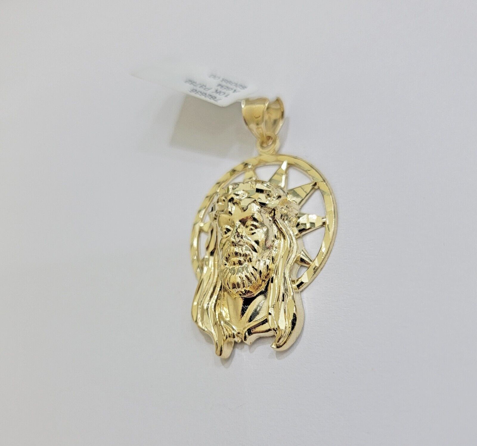 Real 10k Gold Charm Pendant Jesus Head 10kt Yellow Gold Genuine for Men's - Reva Jeweler