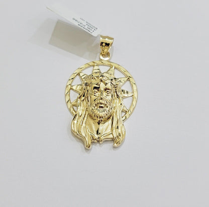 Real 10k Gold Charm Pendant Jesus Head 10kt Yellow Gold Genuine for Men's - Reva Jeweler