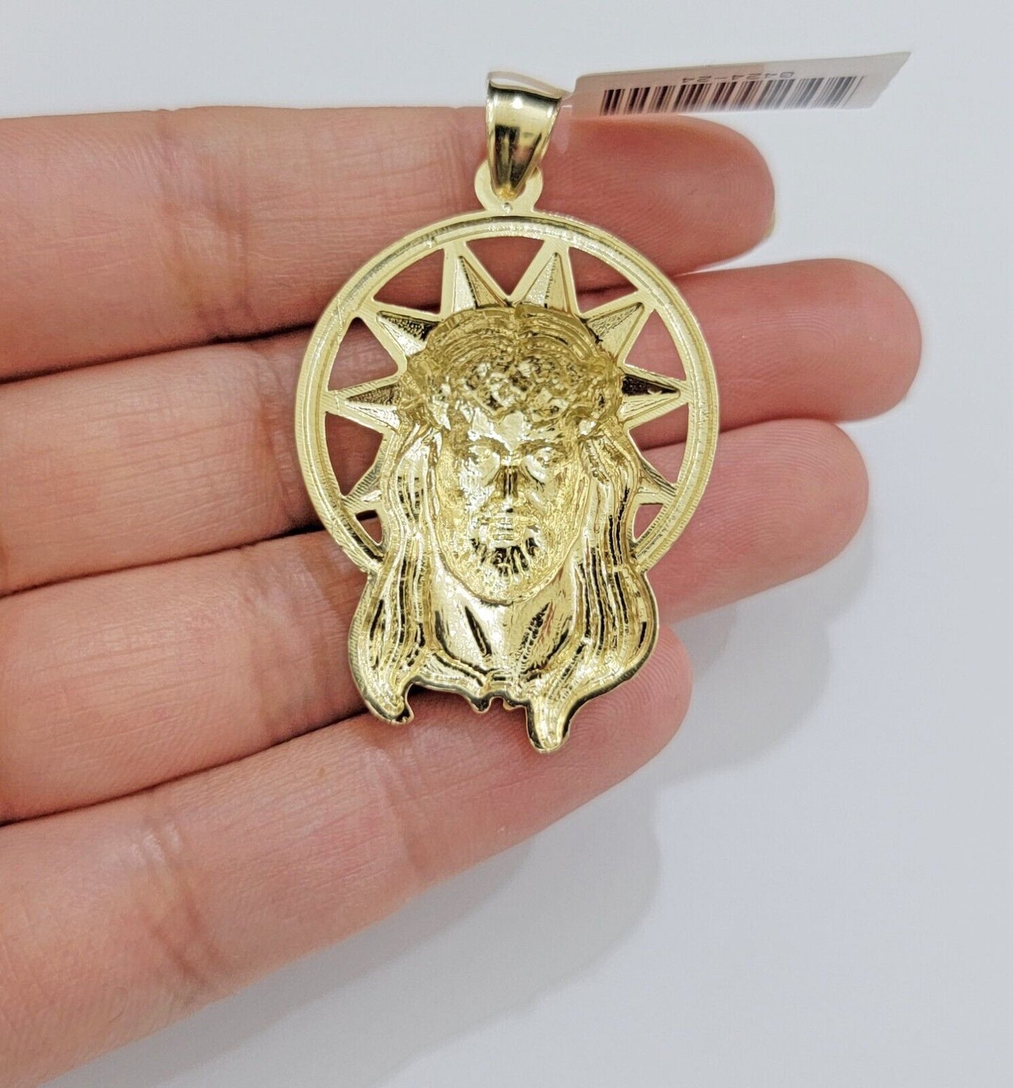 Real 10k Gold Charm Pendant Jesus Head 10kt Yellow Gold Genuine for Men's - Reva Jeweler