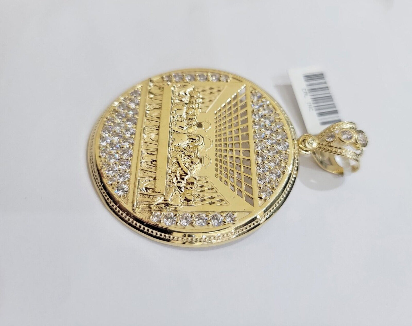 Real 10k Gold Charm Pendant Last Supper 2.5 Inch 10kt Yellow Gold For Mens Chain - Reva Jeweler