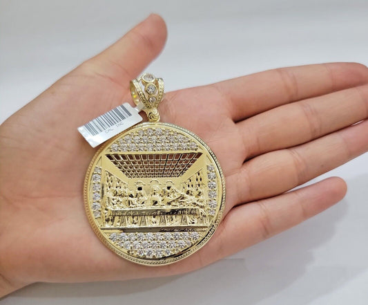 Real 10k Gold Charm Pendant Last Supper 2.5 Inch 10kt Yellow Gold For Mens Chain - Reva Jeweler