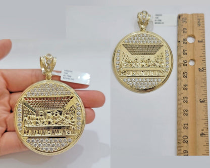 Real 10k Gold Charm Pendant Last Supper 2.5 Inch 10kt Yellow Gold For Mens Chain - Reva Jeweler