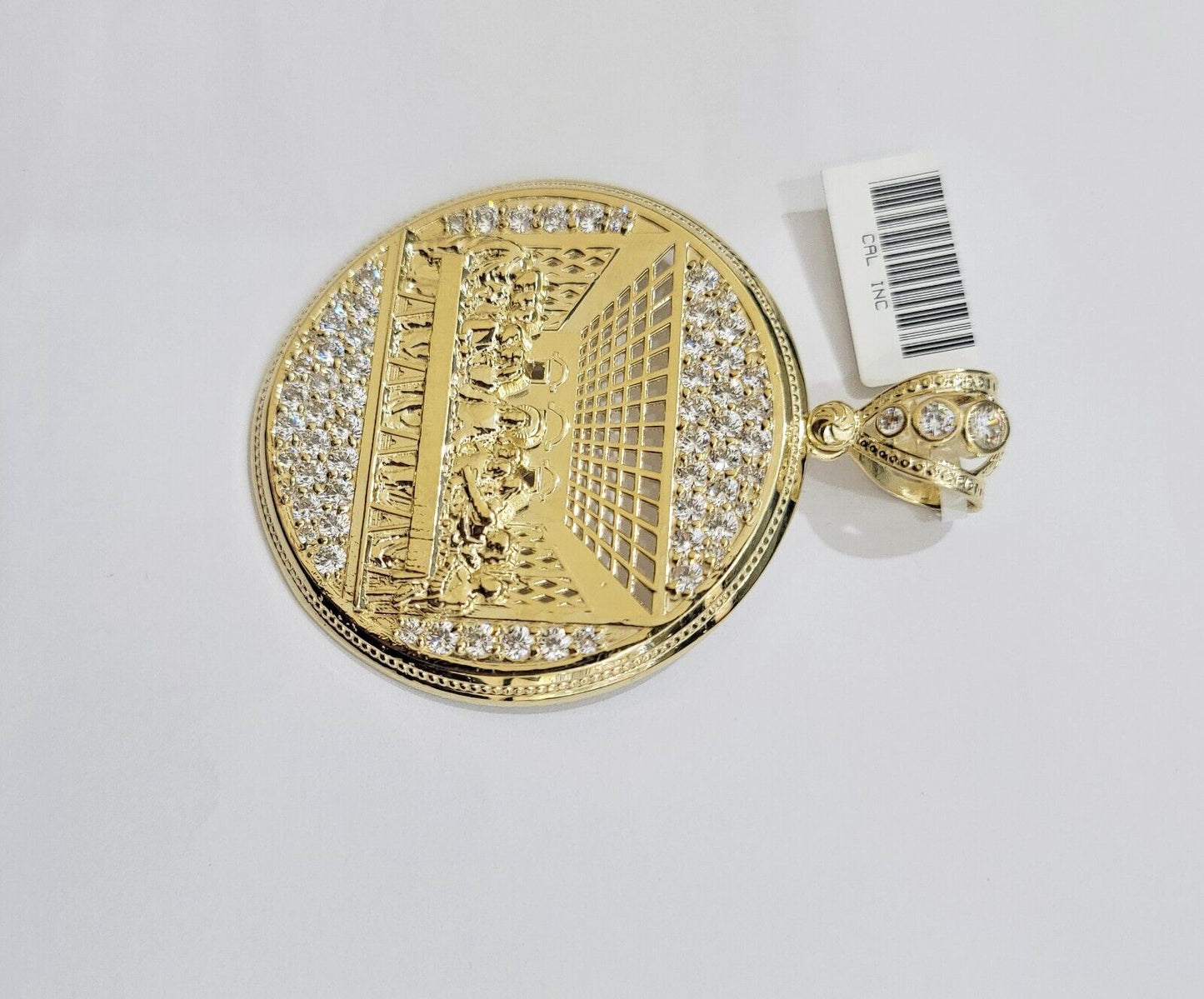 Real 10k Gold Charm Pendant Last Supper Circle Charm 10kt Yellow Gold - GoldenlinQ