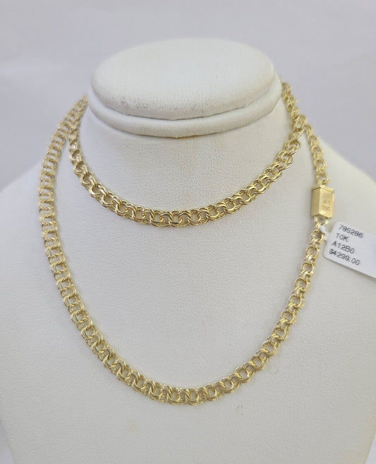 Real 10k Gold Chino ID Chain 4mm 20Inch Yellow Necklace Real Gold - GoldenlinQ