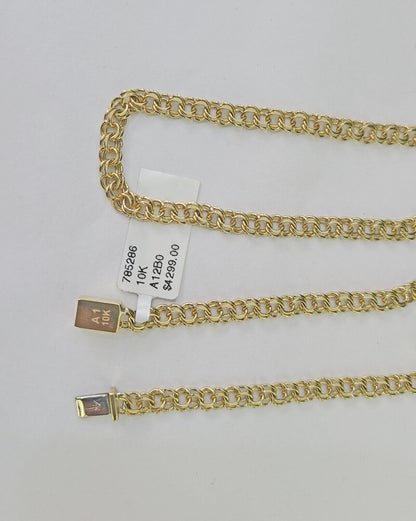 Real 10k Gold Chino ID Chain 4mm 22Inch Yellow Necklace Real Gold - GoldenlinQ