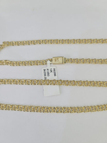 Real 10k Gold Chino ID Chain 4mm 22Inch Yellow Necklace Real Gold - GoldenlinQ