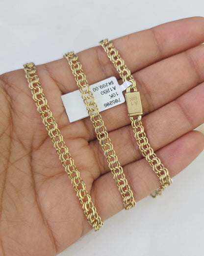 Real 10k Gold Chino ID Chain 4mm 22Inch Yellow Necklace Real Gold - GoldenlinQ